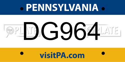 DG964 Pennsylvania License Plate