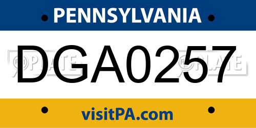 DGA0257 Pennsylvania License Plate
