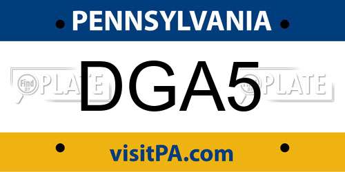 DGA5 Pennsylvania License Plate