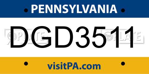 DGD3511 Pennsylvania License Plate