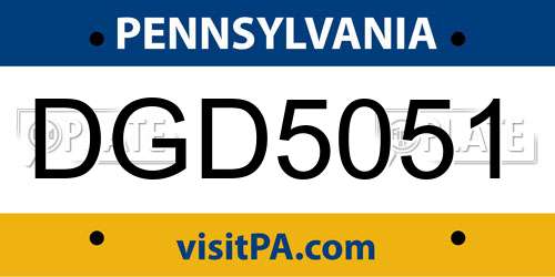 DGD5051 Pennsylvania License Plate