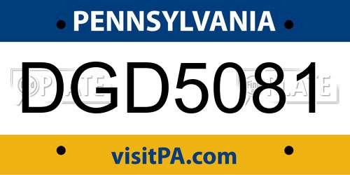 DGD5081 Pennsylvania License Plate