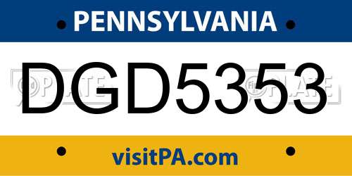 DGD5353 Pennsylvania License Plate