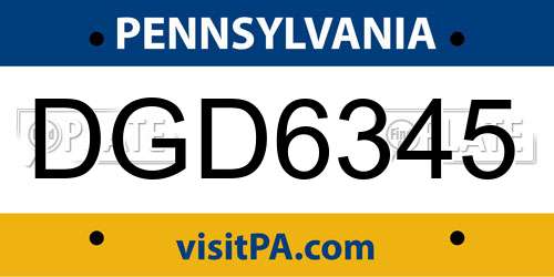 DGD6345 Pennsylvania License Plate