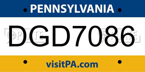 DGD7086 Pennsylvania License Plate