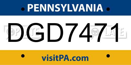 DGD7471 Pennsylvania License Plate