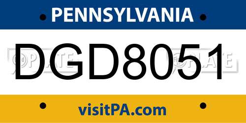 DGD8051 Pennsylvania License Plate