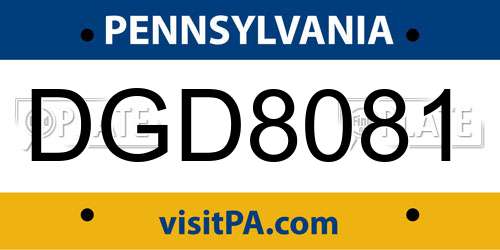 DGD8081 Pennsylvania License Plate