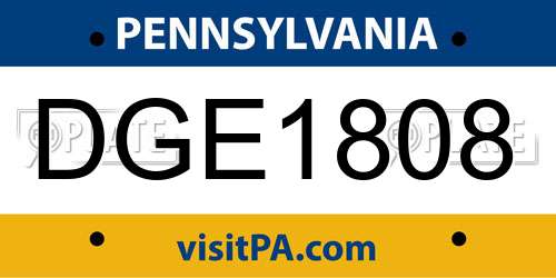 DGE1808 Pennsylvania License Plate