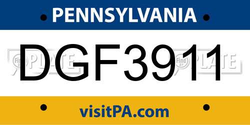 DGF3911 Pennsylvania License Plate