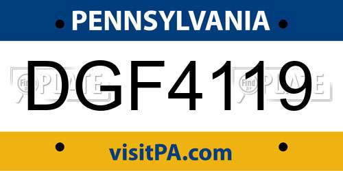 DGF4119 Pennsylvania License Plate