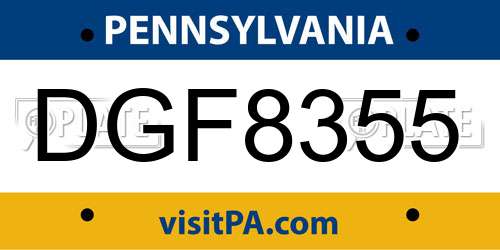 DGF8355 Pennsylvania License Plate