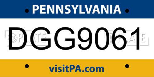 DGG9061 Pennsylvania License Plate