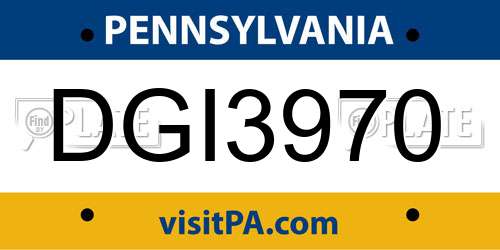 DGI3970 Pennsylvania License Plate