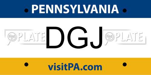 DGJ Pennsylvania License Plate