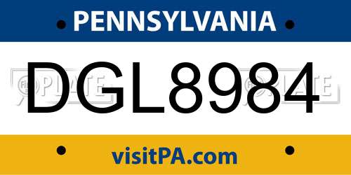 DGL8984 Pennsylvania License Plate