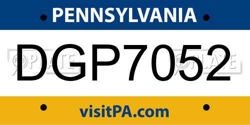 DGP7052 Pennsylvania License Plate