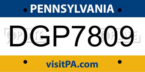 DGP7809 Pennsylvania License Plate