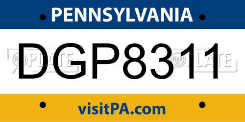 DGP8311 Pennsylvania License Plate