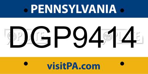 DGP9414 Pennsylvania License Plate