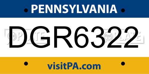 DGR6322 Pennsylvania License Plate