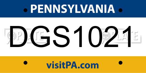 DGS1021 Pennsylvania License Plate
