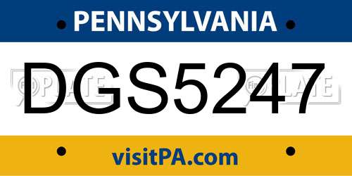 DGS5247 Pennsylvania License Plate