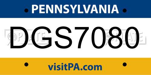 DGS7080 Pennsylvania License Plate