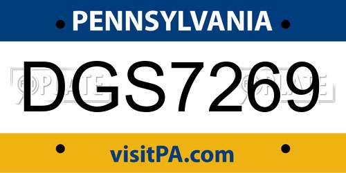 DGS7269 Pennsylvania License Plate