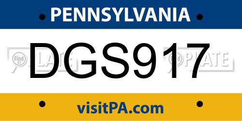 DGS917 Pennsylvania License Plate