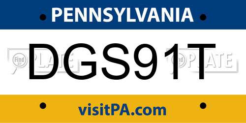 DGS91T Pennsylvania License Plate