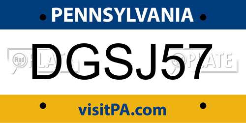 DGSJ57 Pennsylvania License Plate