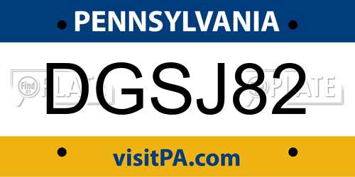 DGSJ82 Pennsylvania License Plate