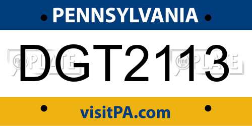 DGT2113 Pennsylvania License Plate