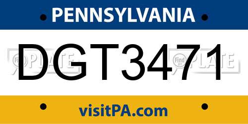 DGT3471 Pennsylvania License Plate