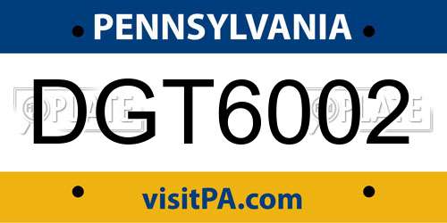 DGT6002 Pennsylvania License Plate