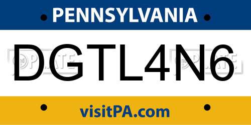 DGTL4N6 Pennsylvania License Plate