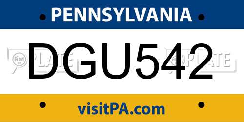DGU542 Pennsylvania License Plate