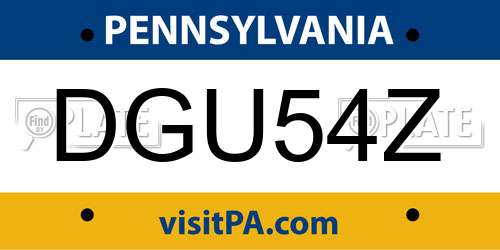 DGU54Z Pennsylvania License Plate