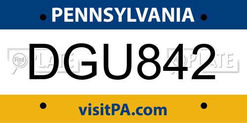 DGU842 Pennsylvania License Plate