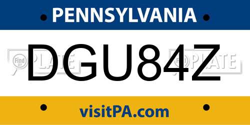 DGU84Z Pennsylvania License Plate