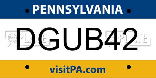 DGUB42 Pennsylvania License Plate