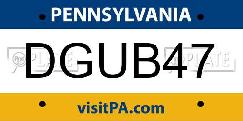 DGUB47 Pennsylvania License Plate