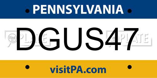 DGUS47 Pennsylvania License Plate