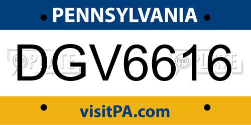 DGV6616 Pennsylvania License Plate