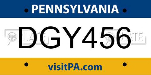 DGY456 Pennsylvania License Plate