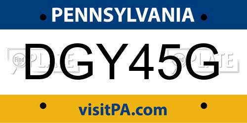 DGY45G Pennsylvania License Plate