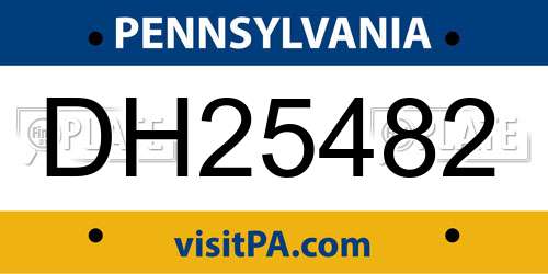 DH25482 Pennsylvania License Plate