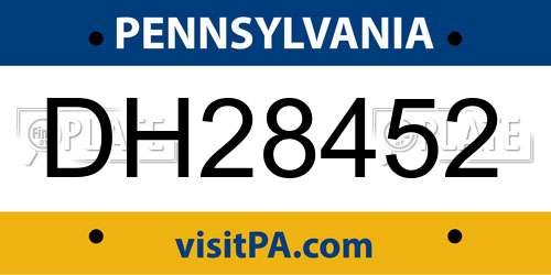 DH28452 Pennsylvania License Plate
