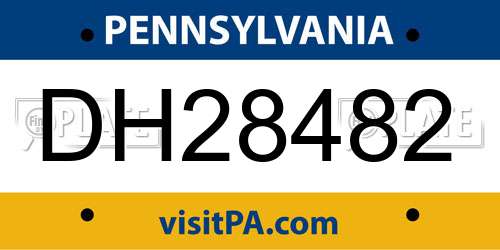DH28482 Pennsylvania License Plate